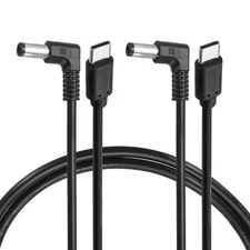 2Pcs 45W PD Trigger Cable, 15V 3A 5.5x2.1mm Type-C Right Angle Power Cord 1.0m