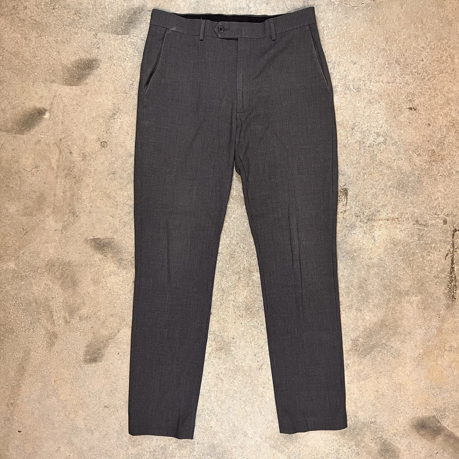 Calvin Klein Dress Pant Men's 32 X 32 Dark Gray Rayon Skinny-Fit Low-Rise