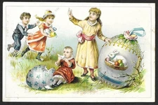 Victorian Trading Card - Jersey Coffee - "Children with Easter Eggs" (1R8)