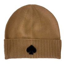 NWT Kate Spade Women's Flocked Spade Beanie Hat Camel