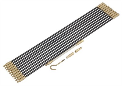 10pc Cable Access Kit 330mm Electricians Puller Rods Wire Draw Push Pull