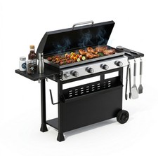 32000BTU Gasgrill Grillwagen BBQ Grill Edelstahl Grillstation 4 Brenner …