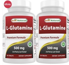 2 Pack Best Naturals L-Glutamine 500 mg 250 Tablets