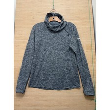 Nike Dri-FIT Womens Medium Grey Space Dye Cowl Neck Hoodie Thumbhole Pullover