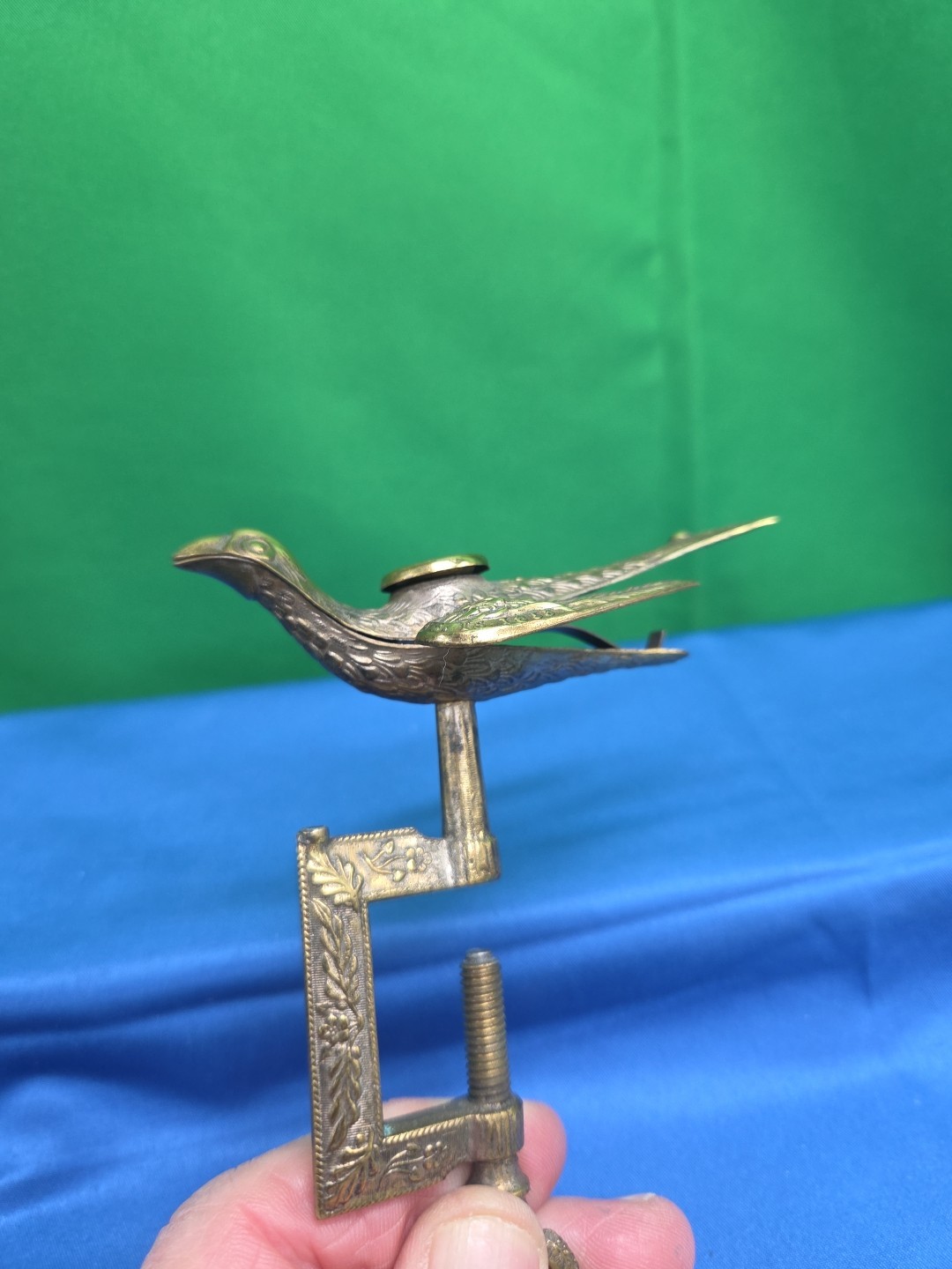 Antique Embossed Metal Sewing Bird Clamp Victorian Custom Ornate  Decorative TS