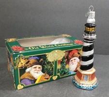 OLD WORLD CHRISTMAS GLASS LIGHTHOUSE ORNAMENT WITH BOX