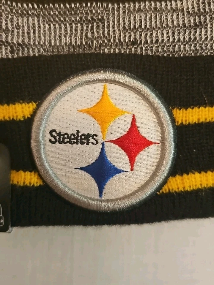 NFL NUEVA ERA Equipo Ropa PITTSBURGH STEELERS INVIERNO TEJIDO POM GORRO Foto 2 de 4