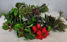Lot of Christmas Plastic Floral Holly Berries Pine Cone Greenery Picks  Pieces