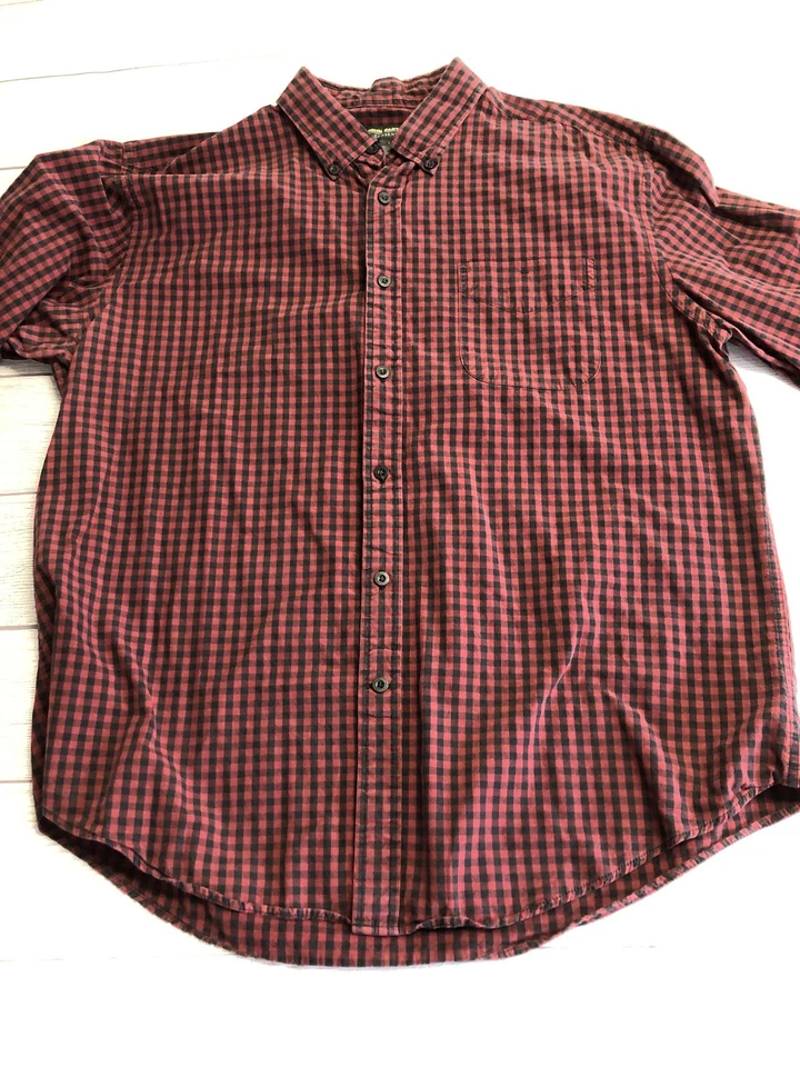 John Bartlett Consensus Shirt Mens Large Red Black Plaid Button Down Long Sleeve - Image 2 of 4