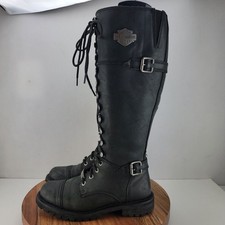 Harley-Davidson Womens Size 6 Black Beechwood 15" Motorcycle Boots D83856