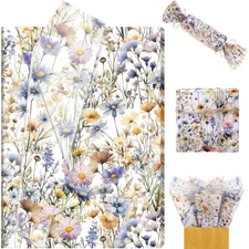 Wildflower Garden Floral Tissue Paper Watercolor Gift Wrapping 13.8x19.7 100PCS