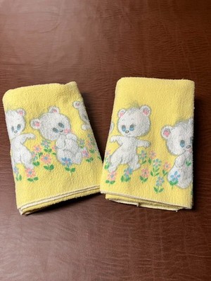 (2) Vintage (1970-1972) Comfort Receiving Blankets featuring a Teddy Bear border