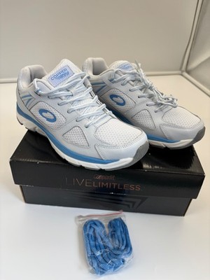 Copper Fit Live Limitless LaceUp Sneaker sold HSN White w/blue accent Women's7.5
