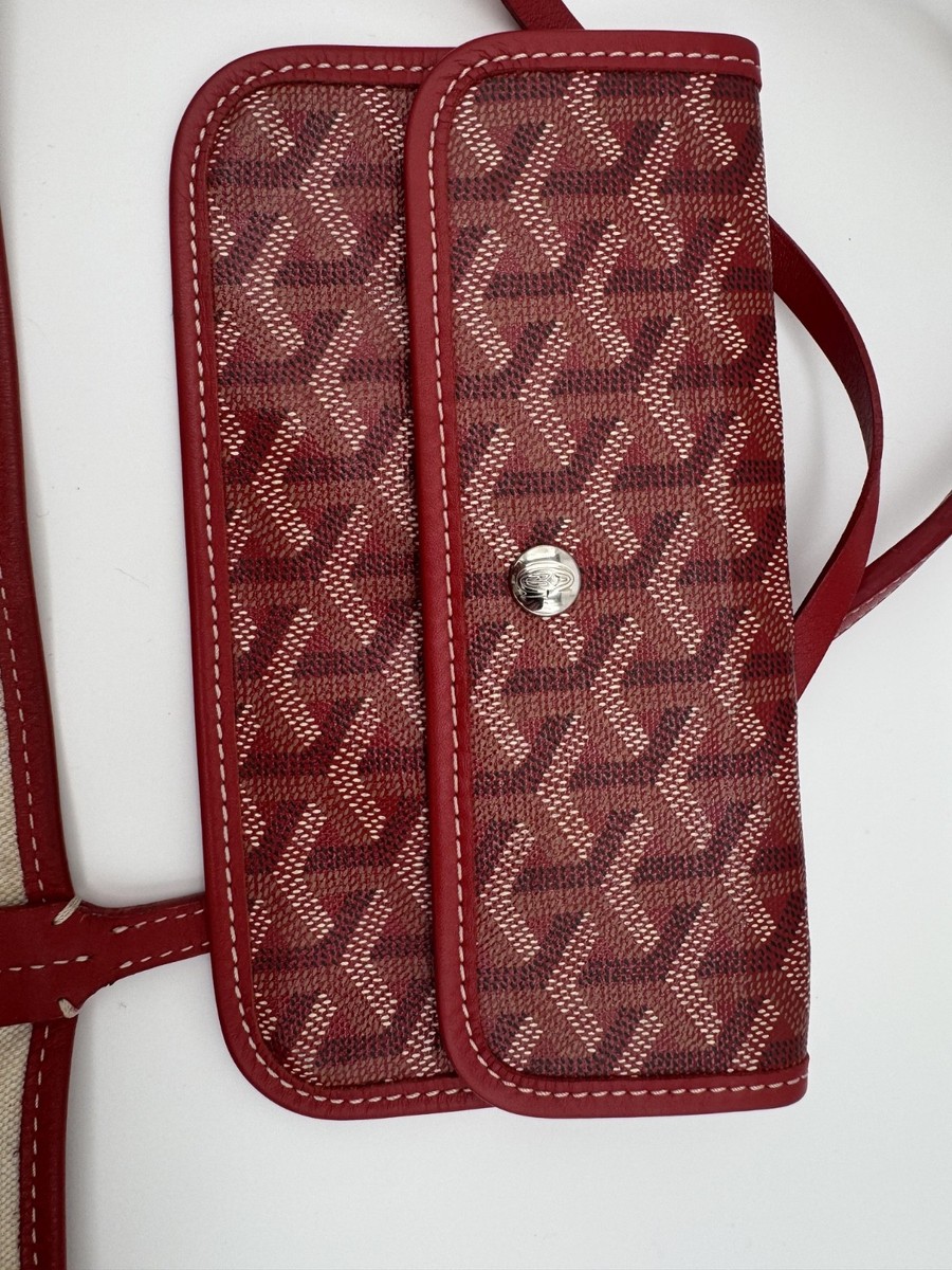 Goyard St Louis GM Red Goyardine Tote with Pouch - Authentic