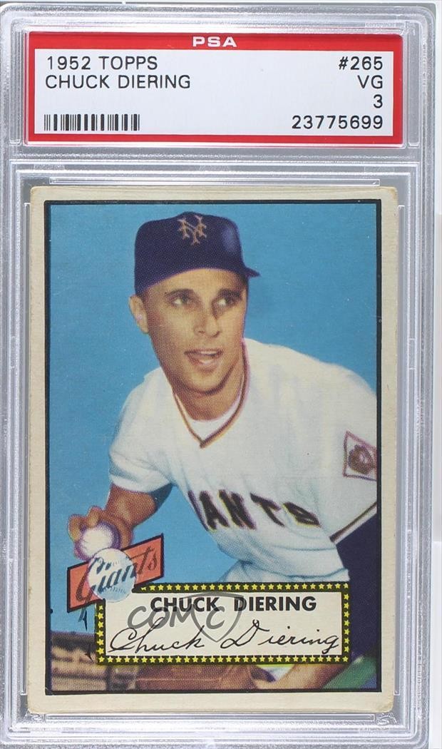 1952 Topps Semi-High # Chuck Diering #265 PSA 3 fk4
