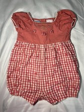 Vintage Baby Headquarters Pink Gingham Floral Bubble Romper Girls 24M