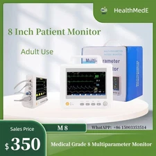 M8 Professional 8-inch Human Patient Monitor - ECG, SPO2, NIBP, Temp
