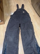 Carhartt R27 BRN Lined Duck Bib Overalls 42x32 Double Knee Zip Leg Workwear