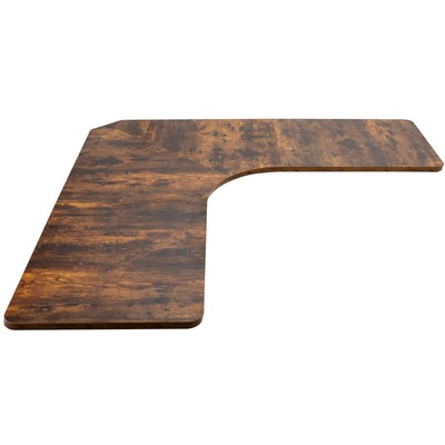 VIVO Vintage Brown 71x71 inch Curved Corner Table Top for Sit Stand Desk Frames