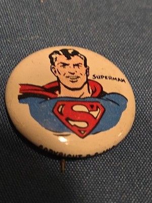 VINTAGE 1940'S SUPERMAN KELLOGG'S PEP PIN PINBACK BUTTON 3/4'' DIAMETER (1L)