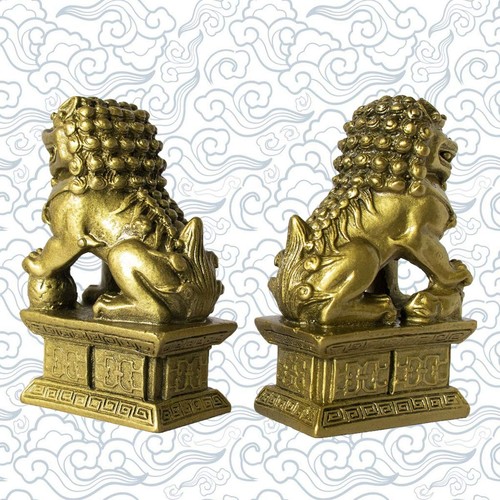 Feng Shui Chinese Beijing Foo Dogs Statues Pair Guardian Lions Statues Wealth... - Picture 4 of 7