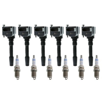 Eldor 6 Ignition Coils Bosch Platinum Spark Plugs Kit for Cayenne 3.0L V6