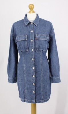 LEVI'S WOMENS DENIM BRAELYN UTILITY DRESS BUTTON FRONT XS BLUE RRP £95 AD
