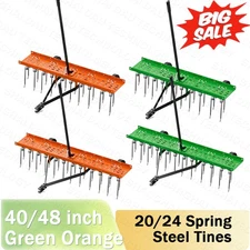 Tow-Behind Dethatcher for ATV,40/48"Lawn Tractor Grass Rake w/20/24 Steel Tines