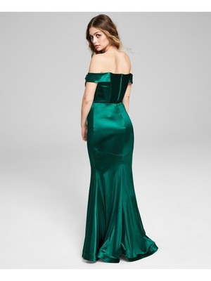 TEEZE ME Womens Gown Dress Green Formal Floor Sweeping Juniors 1 | eBay