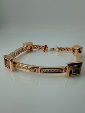Designer armband UNIKAT! mit pink Quartz 10 Ct. & Brillanten ca.0,99Ct. Rosegold