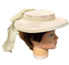Wide Brim Women Sinamay Straw Church Easter Hat With Lace Bow Small