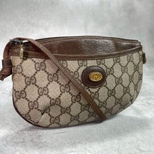 GUCCI 904.02.003 GG Shoulder Bag Brown Beige Leather Gold Hardware From Japan