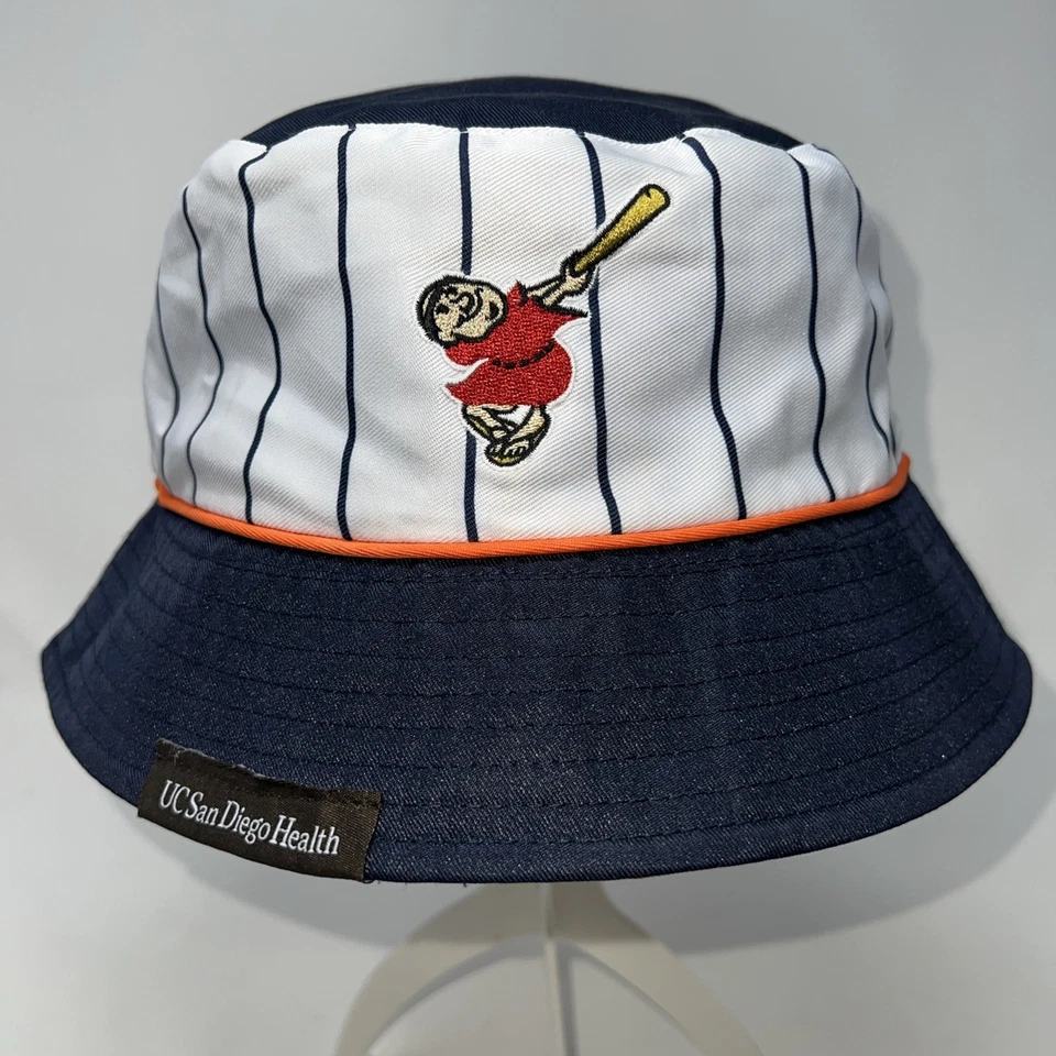 San Diego Padres Reversible Bucket Hat Brown Yellow Navy Pinstripe Retro NWT - Image 2 of 4
