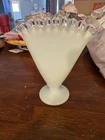 Fenton Silver Crest Small Fan Vase Milk Glass 7”