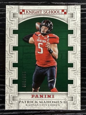 Patrick Mahomes II 2017 Panini #KNS-PM Knight School Green Rookie RC /399