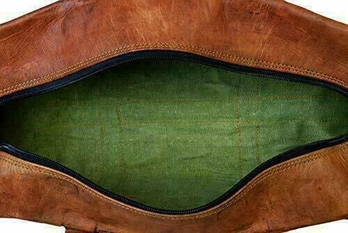 Leder Echt Reisetasche Seesack Fitnessstudio Herren Vintage Gepäck S Übernachtung Wochenende - Bild 6 von 9