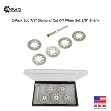 2 x 5pc Diamond Cut Off Wheel Set Lapidary Disc Saw Mandrel Abrasive Rotary Tool