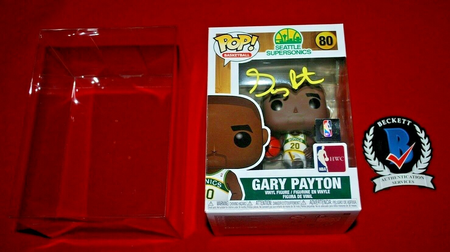 Gary Payton Autographed Signed Seattle Supersonics FUNKO POP Beckett COA 1 