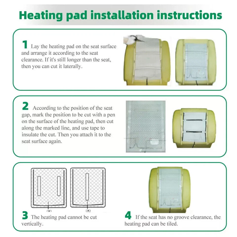 Universal Car Seat Heater Kit For 2-Seat Carbon Fiber Heating Pad 3-Level Switch - Image 3 of 4