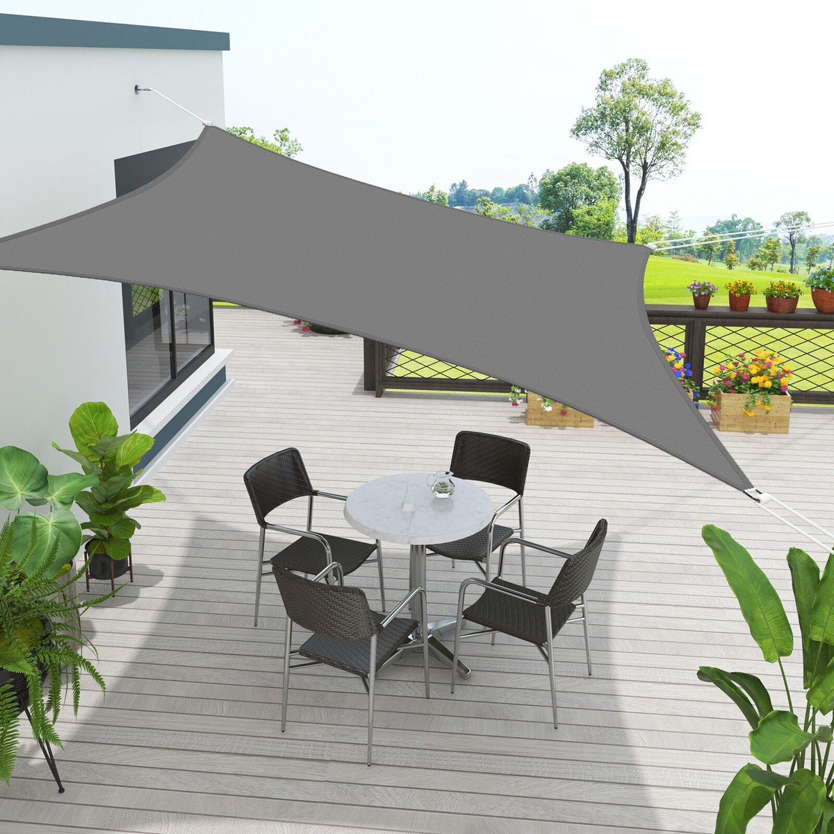 AOGESHI Sonnensegel Wasserdicht 2,5x3 M – UV-Schutz Bis 98%, Polyester-Segeltuch Für Garten, Terrasse & Balkon