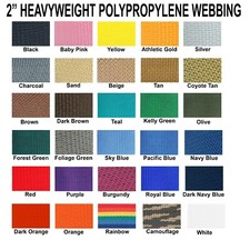 2 Inch Polypropylene Webbing Heavy Weight 2" Strap 10 Yards