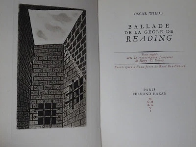 Oscar WILDE : BALLADE DE LA GEOLE DE READING 1946 EAU-FORTE DE BEN-SUSSAN - Photo 1/4