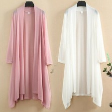 Lady Loose Cardigans Jacket Coat Outwear Long Sleeve Elegant Summer Beach Casual
