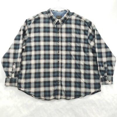 CE Schmidt Workwear Shirt Mens 3X Blue White Flannel Plaid Cotton Button-Down