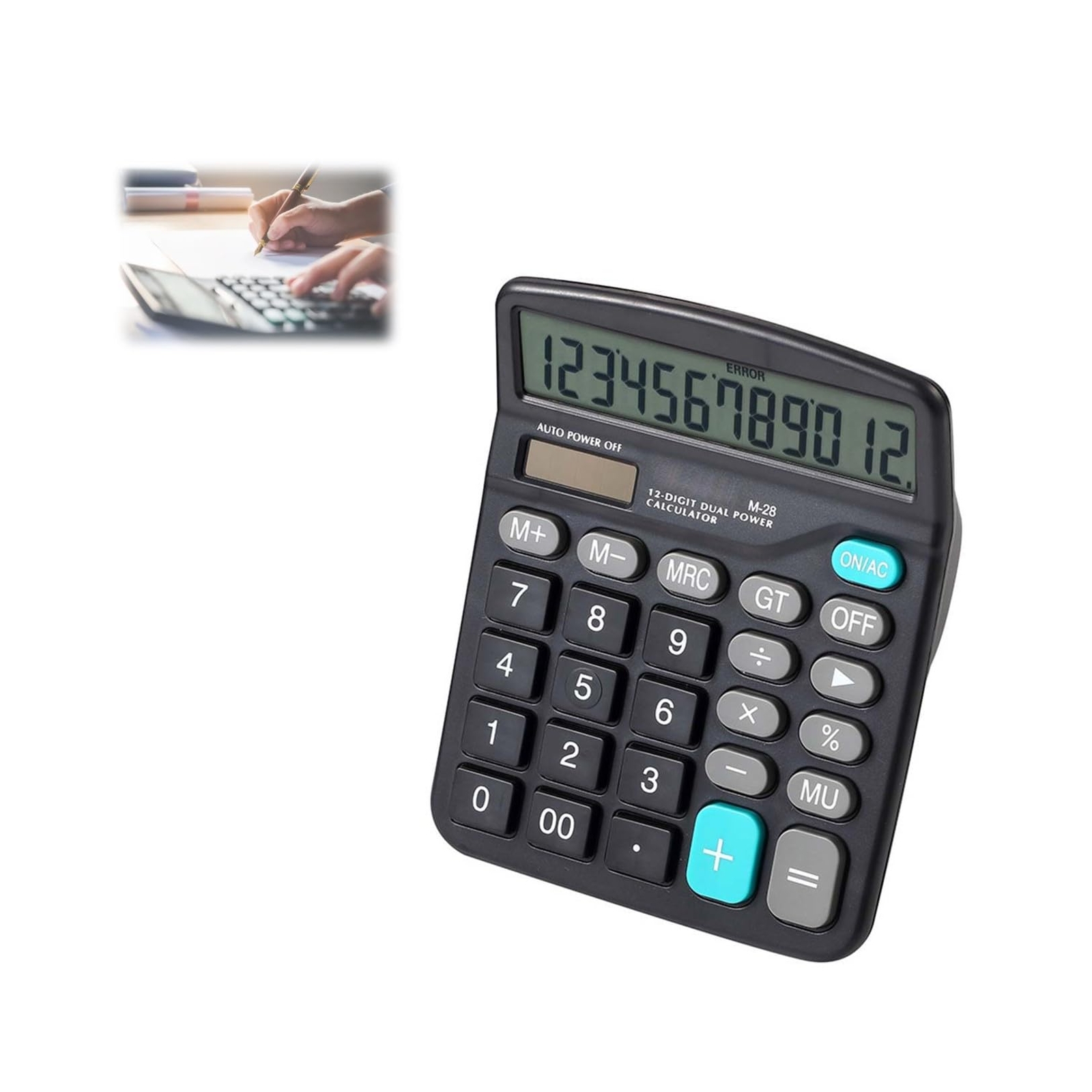 Calculator 12 Digit Dual Power Basic Calculator with Large LCD Display and Se...-image