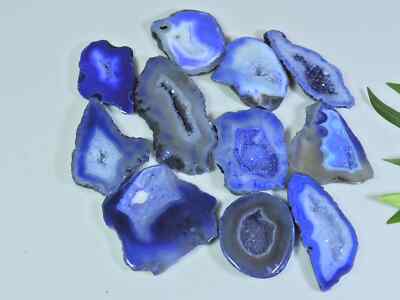 302Cts. Dyed Slice Druzy Agate Fancy Cabochon Loose Gemstone 11Pcs Lot