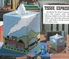 TISSUE EXPRESS TRAIN TISSUE COVER HOME DECOR PLASTIC CANVAS PATTERN INSTRUCTION