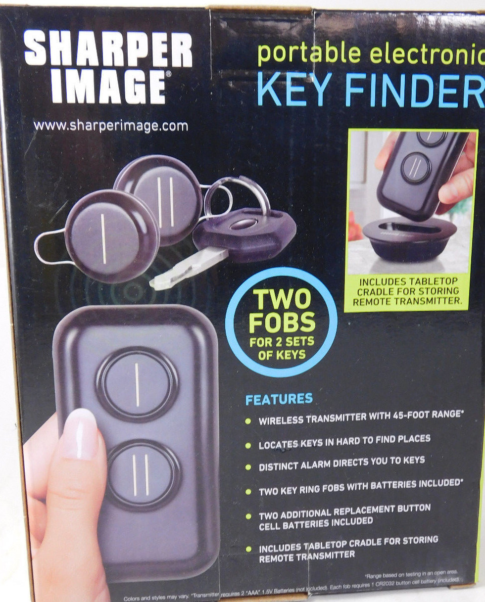Sharper Image Portable Electronic Key Finder 45' Range 2 Fobs Included