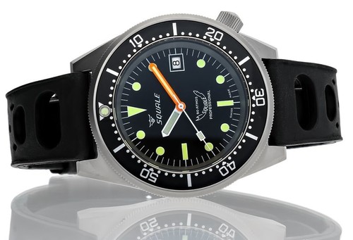 Orologio Squale 1521 Blasted cinturino in gomma quadrante nero | eBay