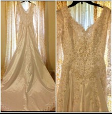 Bridal Originals Lace Long Sleeved Embroidered Wedding Gown